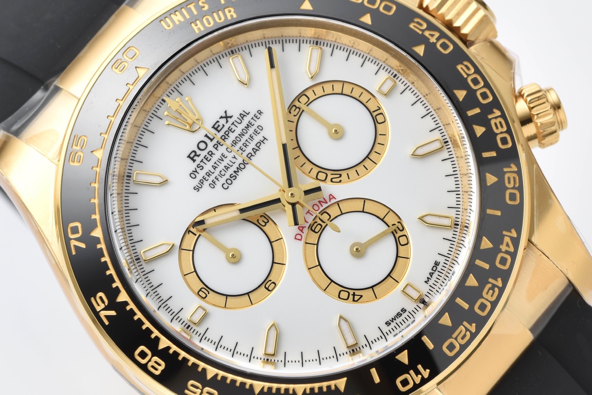 Clean Factory Daytona 126518 White Dial Yellow Gold Case Black Ceramic Bezel SH4131 Movement Oysterflex Strap 03 Clean Factory Daytona 126518 White Dial Yellow Gold Case Black Ceramic Bezel SH4131 Movement Oysterflex Strap 03