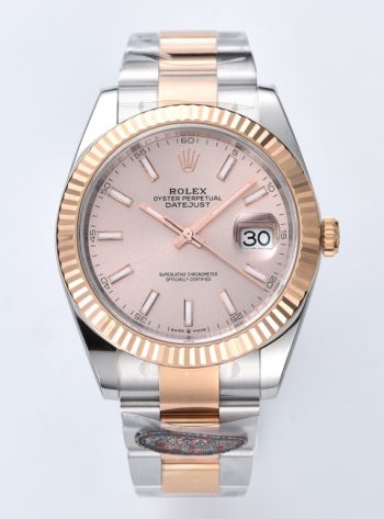 Clean Datejust 126331 41mm Rose Gold Sundust Dial with Stick Markers Rose Gold Bezel 904L Steel Case 3235 Movement Two Tone Oyster Bracelet 00