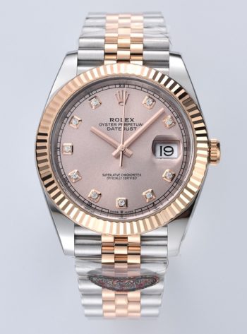 Clean Datejust 126331 41mm Rose Gold Sundust Dial with diamond Markers Rose Gold Bezel 3235 Movement Two Tone Jubilee Bracelet 00