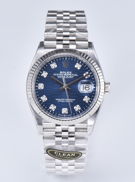 Clean Factory Datejust 126234 36mm Blue Motif Dial with Diamonds Markers 3235 Movement Jubilee Bracelet 00 Clean Factory Datejust 126234 36mm Blue Motif Dial with Diamonds Markers 3235 Movement Jubilee Bracelet 00