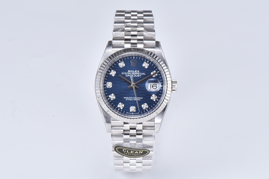 Clean Factory Datejust 126234 36mm Blue Motif Dial with Diamonds Markers 3235 Movement Jubilee Bracelet 01 Clean Factory Datejust 126234 36mm Blue Motif Dial with Diamonds Markers 3235 Movement Jubilee Bracelet 01