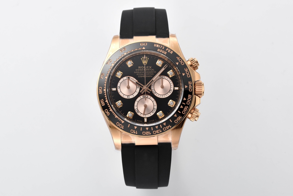 Clean Factory Daytona 126515LN Black and Sundust Diamonds Set Dial 18K Rose Gold Case Oysterflex Strap SH4131 Movement 01 Clean Factory Daytona 126515LN Black and Sundust Diamonds Set Dial 18K Rose Gold Case Oysterflex Strap SH4131 Movement 01