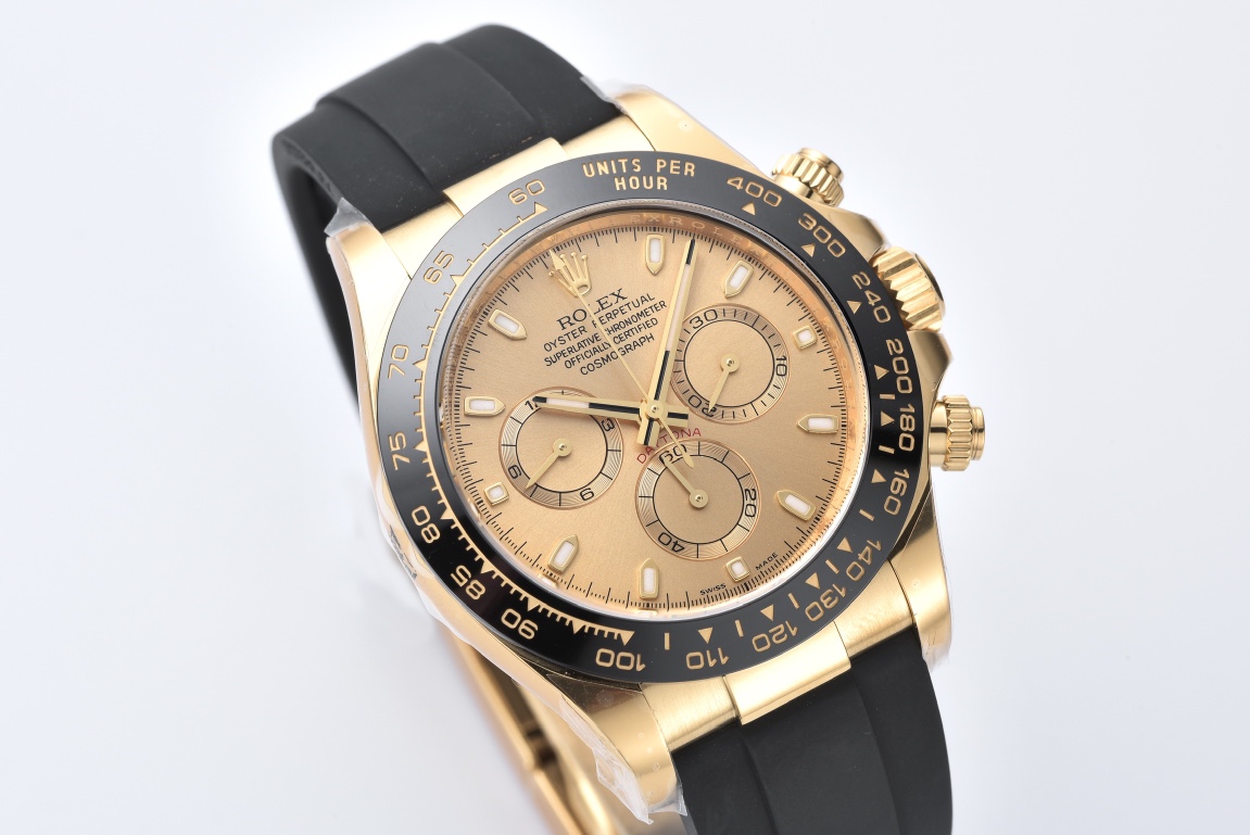 Clean Factory Rolex Daytona 116518LN 0042 Yellow Gold Dial and Case Black Ceramic Bezel Cal4130 Black Oyster Rubber Oysterflex Strap 02 Clean Factory Rolex Daytona 116518LN 0042 Yellow Gold Dial and Case Black Ceramic Bezel Cal4130 Black Oyster Rubber Oysterflex Strap 02