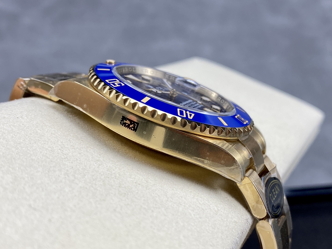 Clean Factory Rolex Submariner 126618LB 41mm Blue Dial Ceramic Bezel Full Yellow Gold Plated Case Oyster Bracelet SH3235 Movement 05