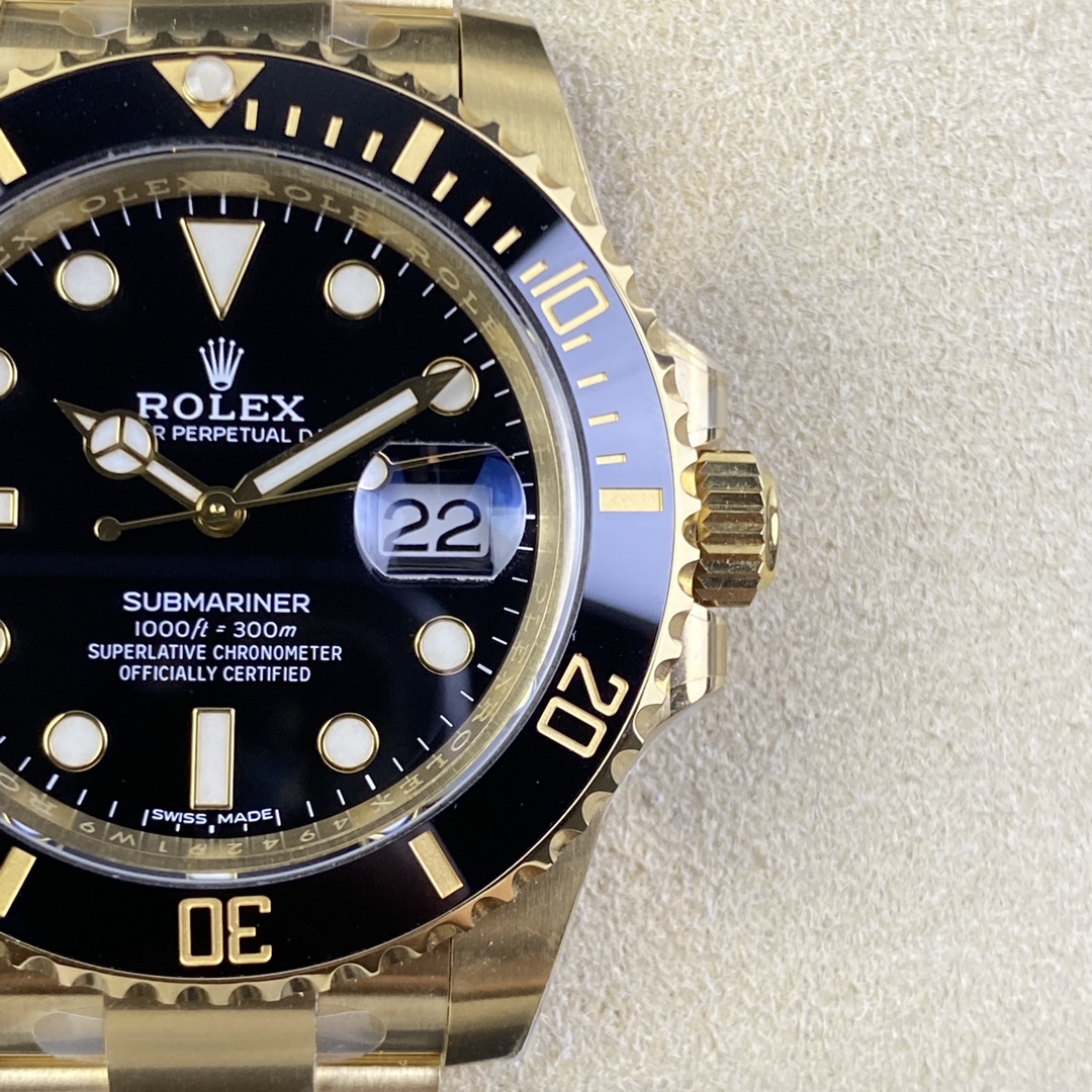 Clean Factory Submariner 116618LN 40mm Black Dial Ceramic Bezel Full Yellow Gold Plated Case Oyster Bracelet SH3135 Movement 04