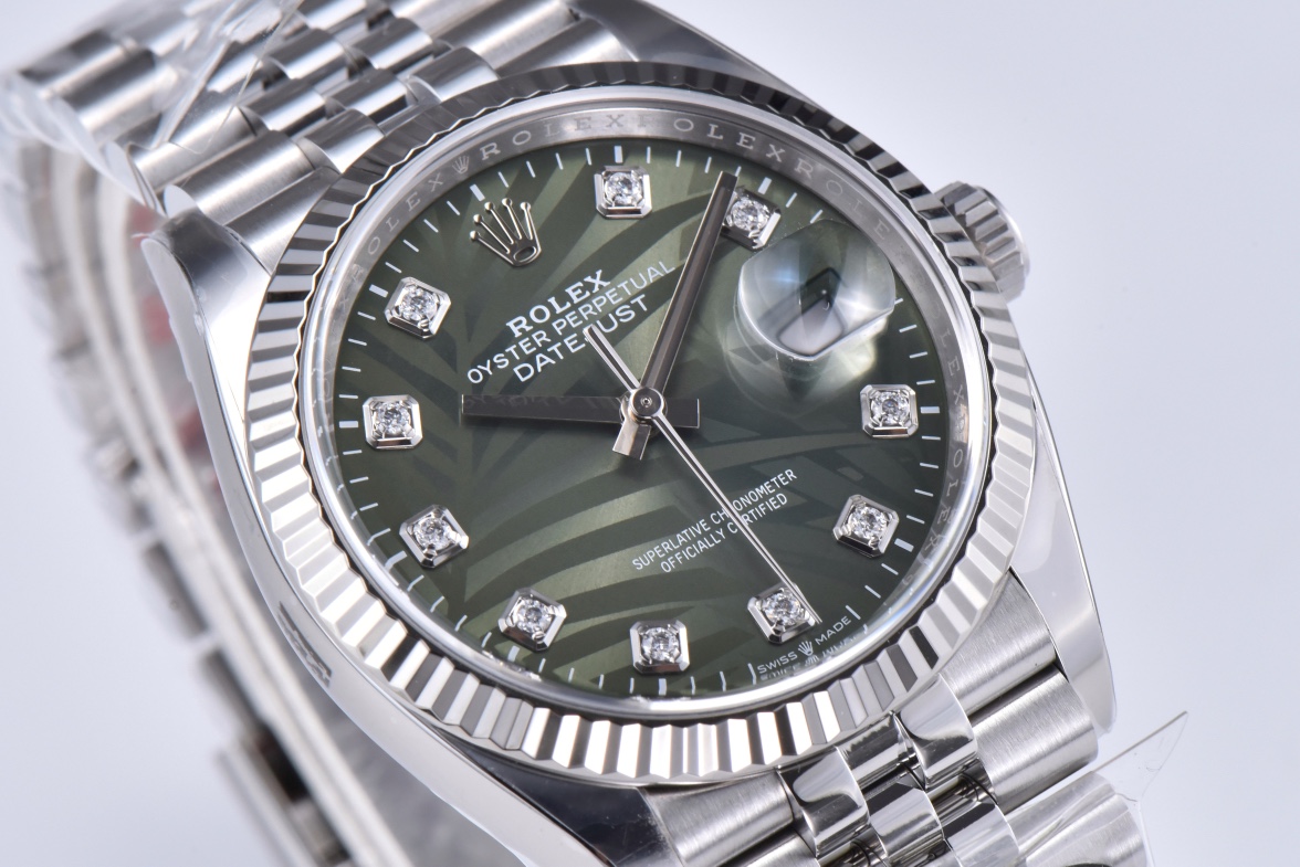 Clean Factory DateJust 36mm 126234 Green Palm motif Dial Diamond Hour Markers 904L Steel Material Jubilee Bracelet SH3235 Caliber 03 Clean Factory DateJust 36mm 126234 Green Palm motif Dial Diamond Hour Markers 904L Steel Material Jubilee Bracelet SH3235 Caliber 03