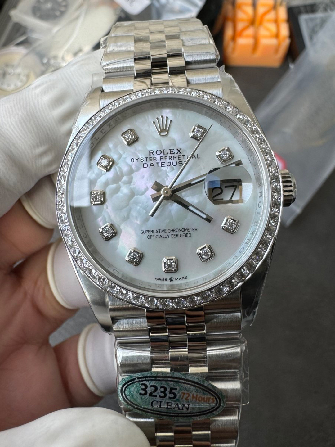 Clean Factory Datejust 36mm M126284RBR 0011 MOP Dial with Diamond Hour Markers Diamonds set Bezel 3235 Movement Jubilee Bracelet 00 Clean Factory Datejust 36mm M126284RBR 0011 MOP Dial with Diamond Hour Markers Diamonds set Bezel 3235 Movement Jubilee Bracelet 00