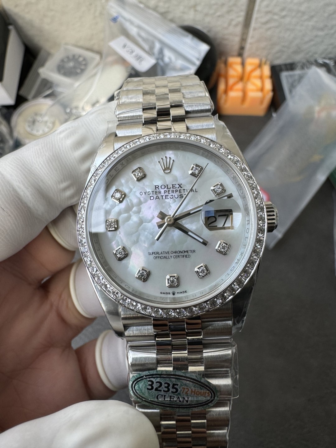Clean Factory Datejust 36mm M126284RBR 0011 MOP Dial with Diamond Hour Markers Diamonds set Bezel 3235 Movement Jubilee Bracelet 02 Clean Factory Datejust 36mm M126284RBR 0011 MOP Dial with Diamond Hour Markers Diamonds set Bezel 3235 Movement Jubilee Bracelet 02