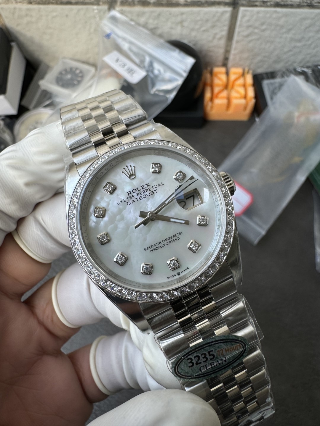 Clean Factory Datejust 36mm M126284RBR 0011 MOP Dial with Diamond Hour Markers Diamonds set Bezel 3235 Movement Jubilee Bracelet 03 Clean Factory Datejust 36mm M126284RBR 0011 MOP Dial with Diamond Hour Markers Diamonds set Bezel 3235 Movement Jubilee Bracelet 03