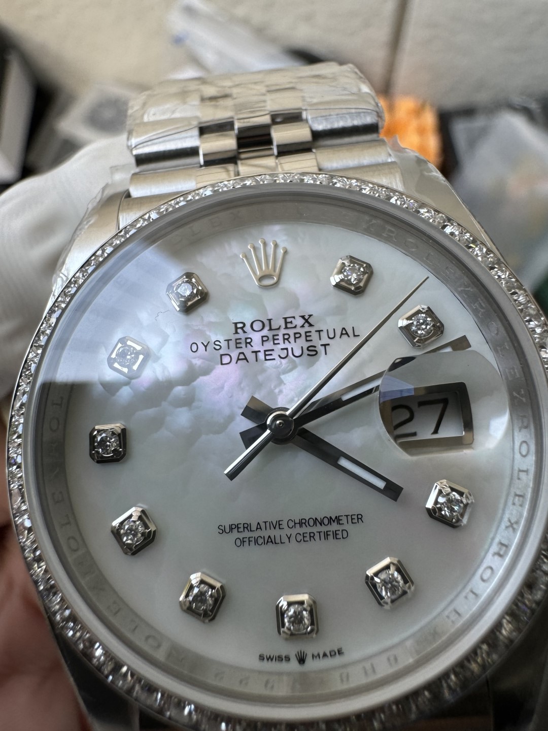 Clean Factory Datejust 36mm M126284RBR 0011 MOP Dial with Diamond Hour Markers Diamonds set Bezel 3235 Movement Jubilee Bracelet 10 Clean Factory Datejust 36mm M126284RBR 0011 MOP Dial with Diamond Hour Markers Diamonds set Bezel 3235 Movement Jubilee Bracelet 10