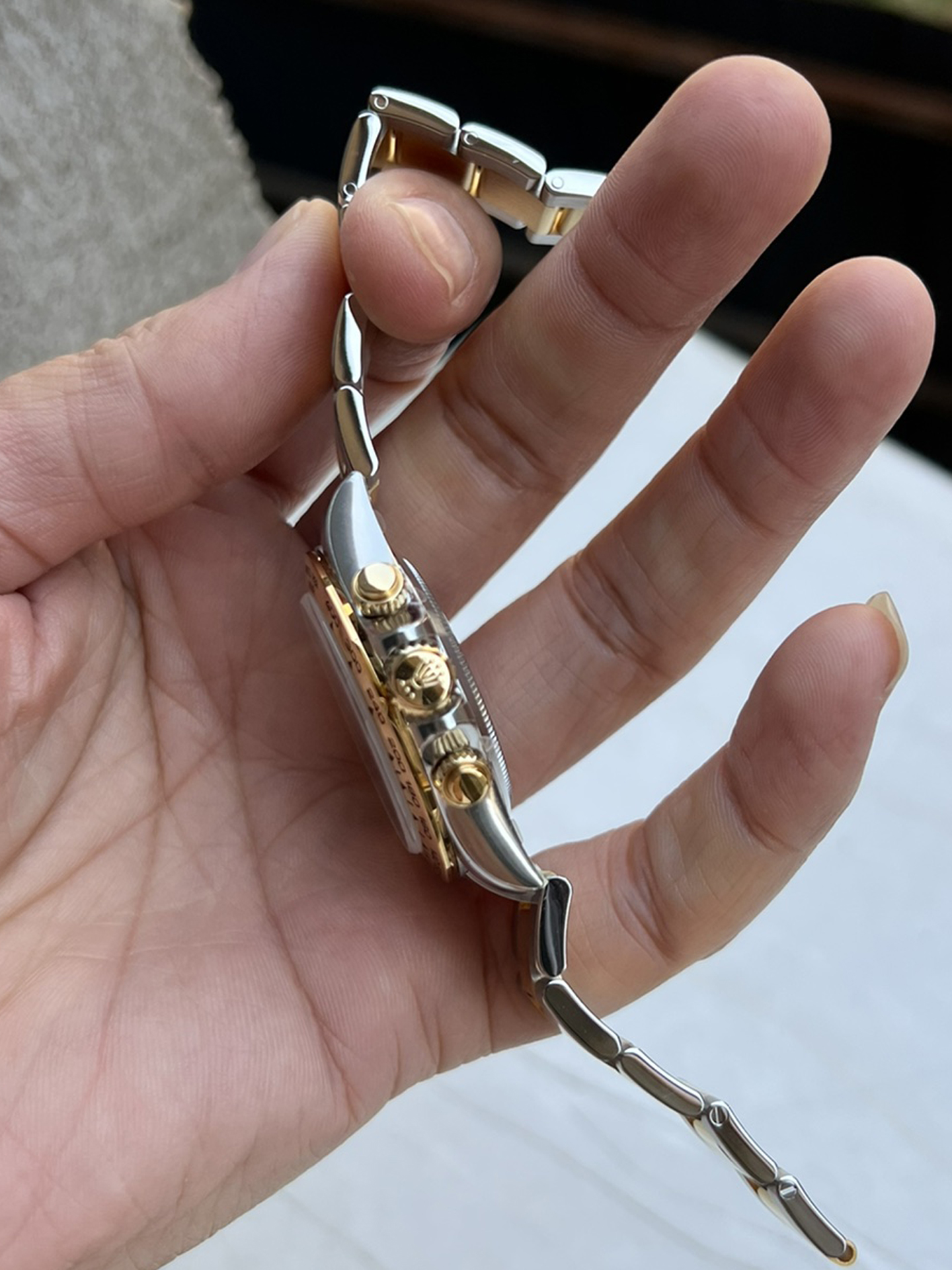 Clean Factory Daytona 116503 Black Mother of Pearl Dial Diamond Hour Markers Yellow Gold Bezel Two Tone Bracelet DD4130 Movement 07 Clean Factory Daytona 116503 Black Mother of Pearl Dial Diamond Hour Markers Yellow Gold Bezel Two Tone Bracelet DD4130 Movement 07