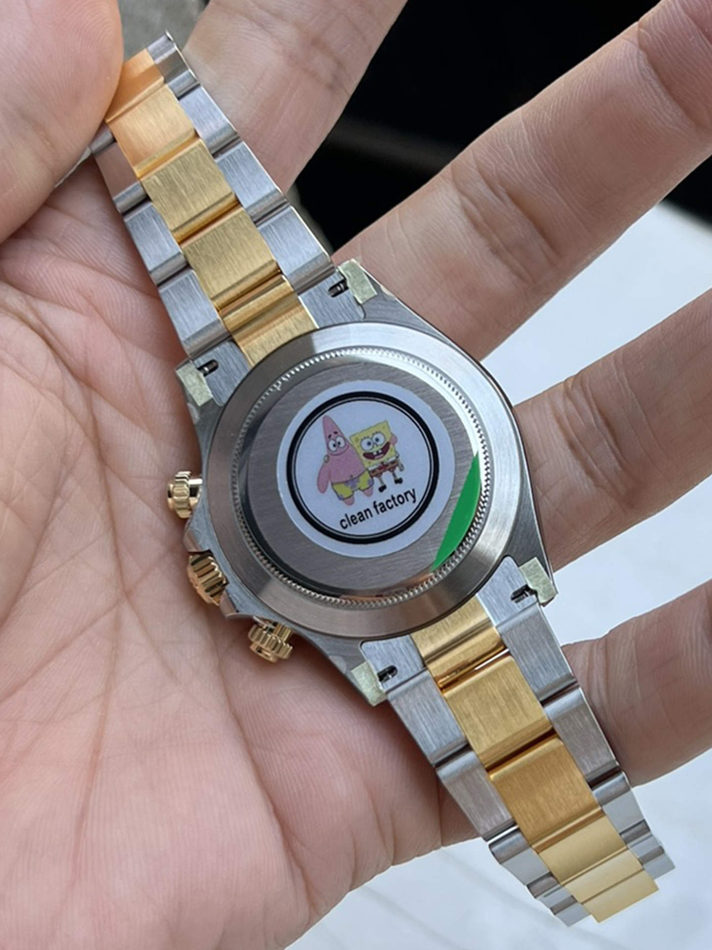 Clean Factory Daytona 116503 Black Mother of Pearl Dial Diamond Hour Markers Yellow Gold Bezel Two Tone Bracelet DD4130 Movement 08 Clean Factory Daytona 116503 Black Mother of Pearl Dial Diamond Hour Markers Yellow Gold Bezel Two Tone Bracelet DD4130 Movement 08