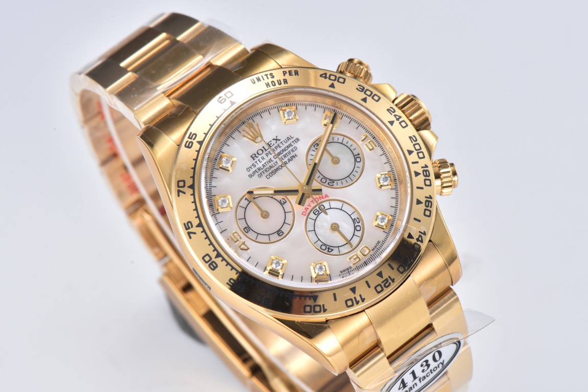 Clean Factory Daytona 116508 White Mother of Pearl Dial Yellow Gold Bezel Yellow Gold Bracelet DD4130 Movement 02 Clean Factory Daytona 116508 White Mother of Pearl Dial Yellow Gold Bezel Yellow Gold Bracelet DD4130 Movement 02