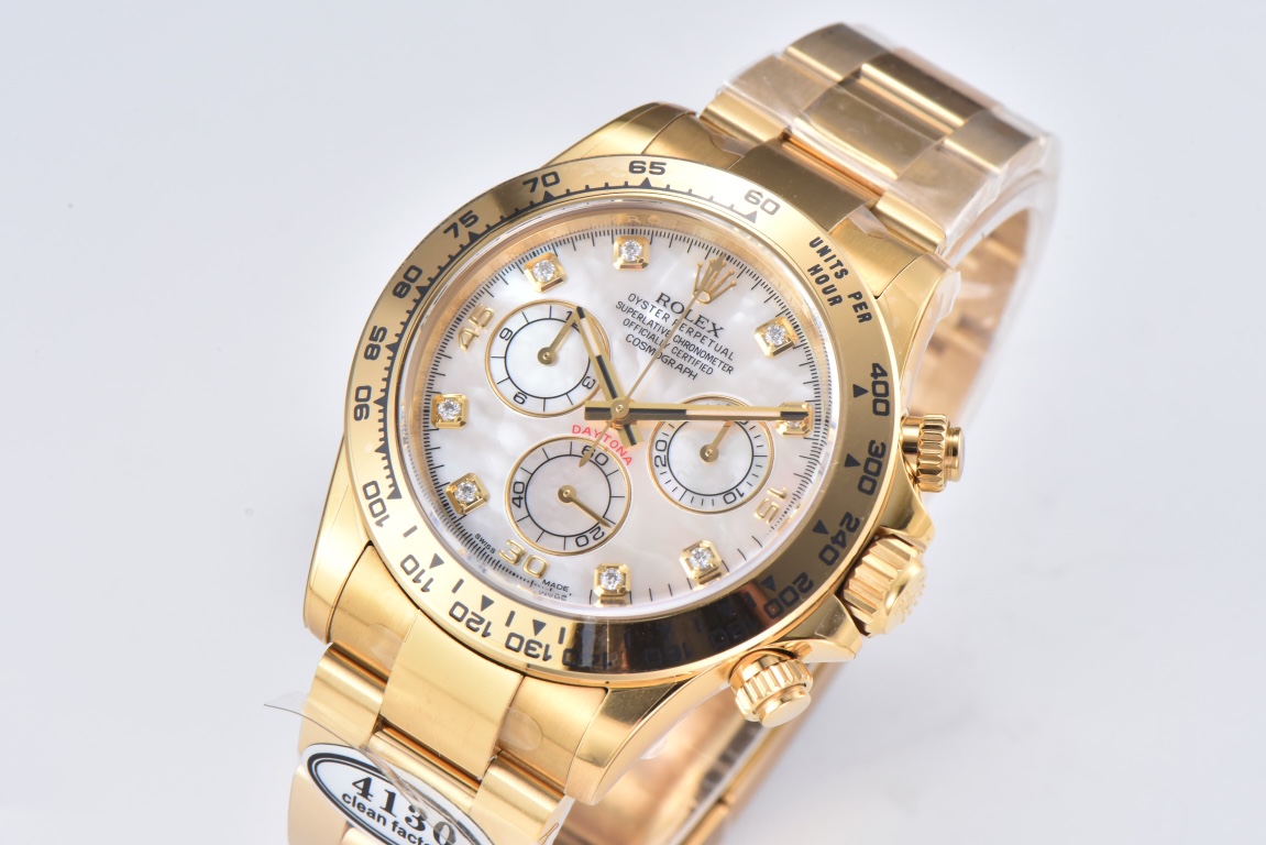 Clean Factory Daytona 116508 White Mother of Pearl Dial Yellow Gold Bezel Yellow Gold Bracelet DD4130 Movement 03 Clean Factory Daytona 116508 White Mother of Pearl Dial Yellow Gold Bezel Yellow Gold Bracelet DD4130 Movement 03
