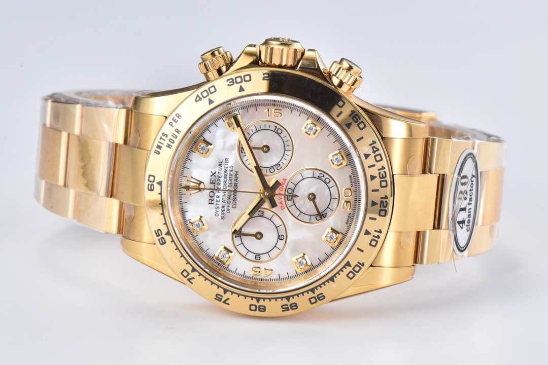 Clean Factory Daytona 116508 White Mother of Pearl Dial Yellow Gold Bezel Yellow Gold Bracelet DD4130 Movement 06 Clean Factory Daytona 116508 White Mother of Pearl Dial Yellow Gold Bezel Yellow Gold Bracelet DD4130 Movement 06