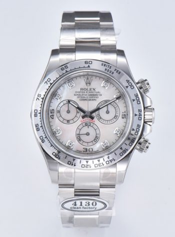 Clean Factory Daytona 116509 White Mother of Pearl Dial Diamond Hour Markers Oystersteel Case Bracelet DD4130 Movement 00