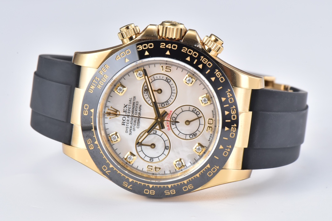Victory Factory Daytona 116518LN Mother of Pearl Dial with Diamond Hour Markers Yellow Gold Case Oysterflex DD4130 Caliber 05 Clean Factory Daytona 116518LN Mother of Pearl Dial with Diamond Hour Markers Yellow Gold Case Oysterflex DD4130 Caliber 05