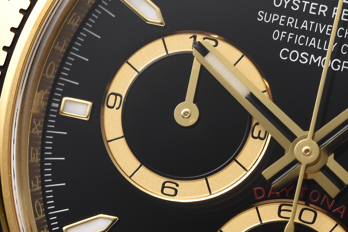 Clean Factory Daytona 126508 Black Dial with Gold Counter Ring Luminous Hour Markers 18K Yellow Gold Plated Band 4131 Movement 06 Clean Factory Daytona 126508 Black Dial with Gold Counter Ring Luminous Hour Markers 18K Yellow Gold Plated Band 4131 Movement 06