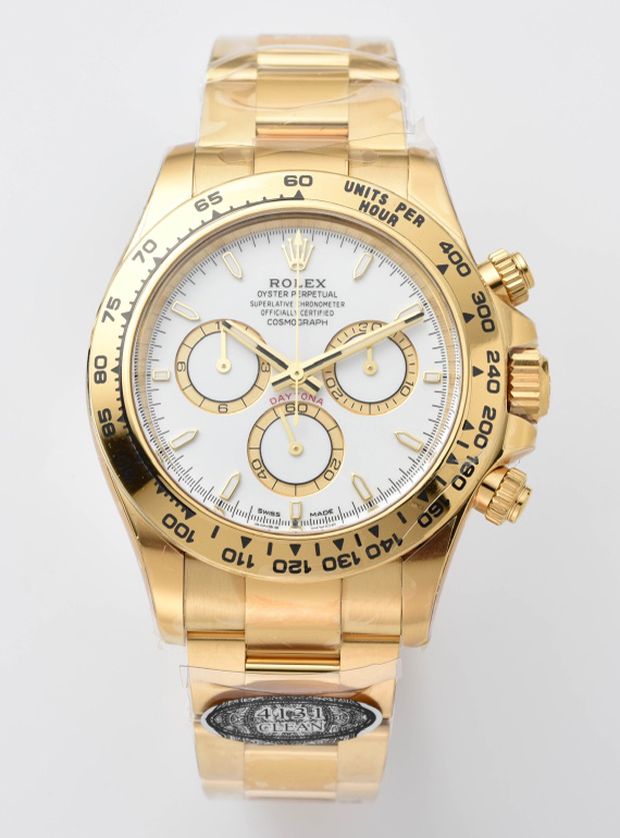 Clean Factory Daytona 126508 White Dial on 18K Yellow Gold Plated Bracelet ShangHai 4131 Movement 000 Clean Factory Daytona 126508 White Dial on 18K Yellow Gold Plated Bracelet ShangHai 4131 Movement 000