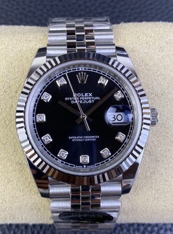 Clean Factory Rolex Datejust M126334 0012 Black Dial Diamond Hour Markers 904L Steel Case Oyster Bracelet ShangHai 3235 Movement 00