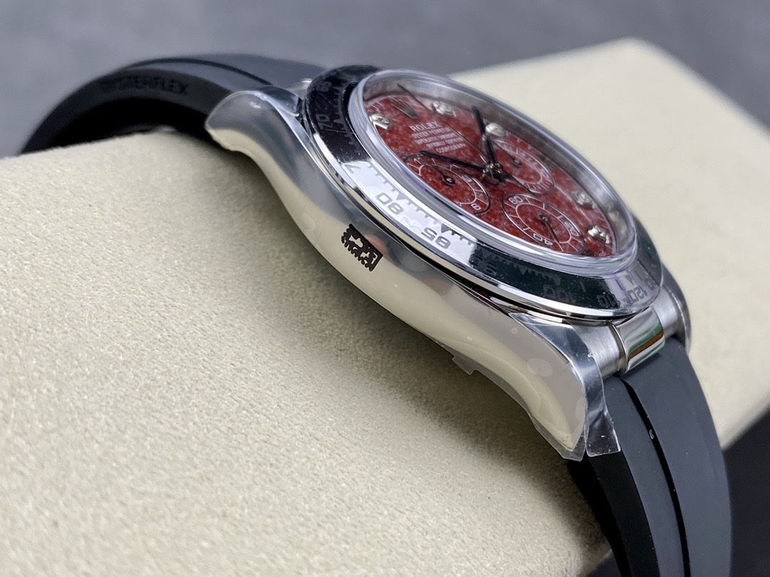 Clean Factory Rolex Daytona 116509 Red Grossular Rubellite Dial Diamonds Index DD4130 Movement Oysterflex Strap 05 Clean Factory Rolex Daytona 116509 Red Grossular Rubellite Dial Diamonds Index DD4130 Movement Oysterflex Strap 05