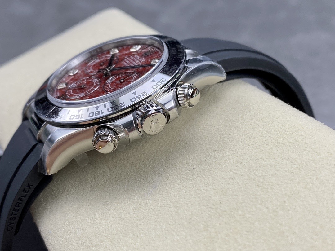 Clean Factory Rolex Daytona 116509 Red Grossular Rubellite Dial Diamonds Index DD4130 Movement Oysterflex Strap 06 Clean Factory Rolex Daytona 116509 Red Grossular Rubellite Dial Diamonds Index DD4130 Movement Oysterflex Strap 06