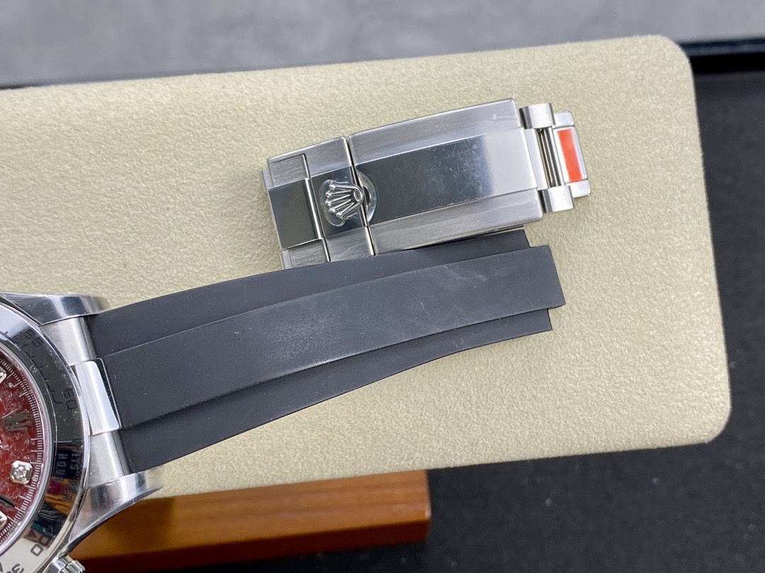 Clean Factory Rolex Daytona 116509 Red Grossular Rubellite Dial Diamonds Index DD4130 Movement Oysterflex Strap 08 Clean Factory Rolex Daytona 116509 Red Grossular Rubellite Dial Diamonds Index DD4130 Movement Oysterflex Strap 08