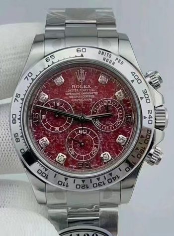 Clean Factory Rolex Daytona 116509 Red Grossular Rubellite Dial Diamonds Index DanDong 4130 SuperClone Movement 00