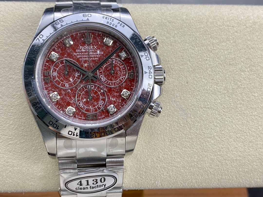 Clean Factory Rolex Daytona 116509 Red Grossular Rubellite Dial Diamonds Index DanDong 4130 SuperClone Movement 01 Clean Factory Rolex Daytona 116509 Red Grossular Rubellite Dial Diamonds Index DanDong 4130 SuperClone Movement 01