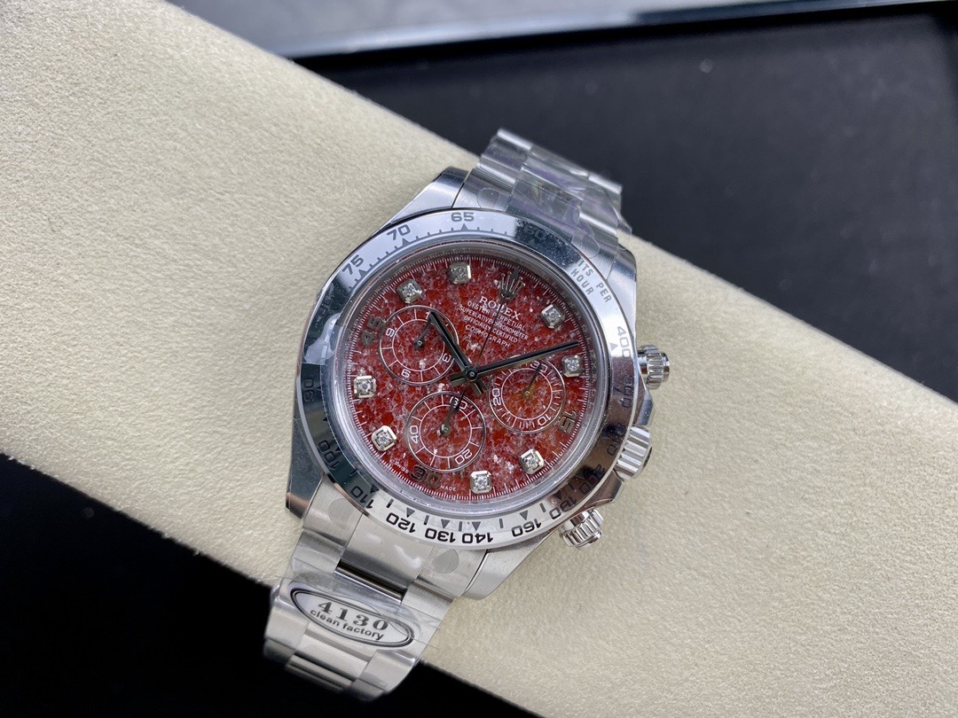 Clean Factory Rolex Daytona 116509 Red Grossular Rubellite Dial Diamonds Index DanDong 4130 SuperClone Movement 04 Clean Factory Rolex Daytona 116509 Red Grossular Rubellite Dial Diamonds Index DanDong 4130 SuperClone Movement 04