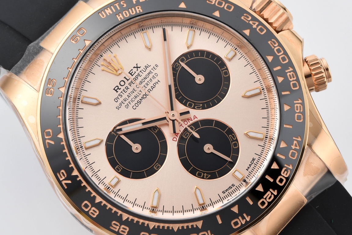 Clean Factory Rolex Daytona M26515LN 0006 Rose Gold Case Sundust and Black Dial Black Ceramic Scale Bezel Oysterflex Strap 4131 Movement 03 Clean Factory Rolex Daytona M26515LN 0006 Rose Gold Case Sundust and Black Dial Black Ceramic Scale Bezel Oysterflex Strap 4131 Movement 03