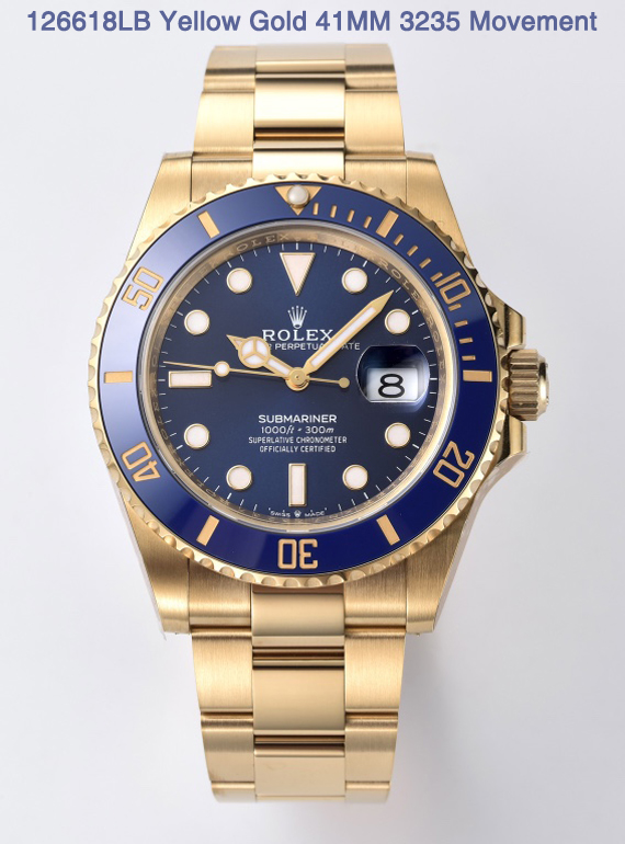 Clean Factory Rolex Submariner 126618LB 41mm Blue Dial Ceramic Bezel Full Yellow Gold Plated Case Oyster Bracelet SH3235 Movement 000 Clean Factory Rolex Submariner 126618LB 41mm Blue Dial Ceramic Bezel Full Yellow Gold Plated Case Oyster Bracelet SH3235 Movement 000