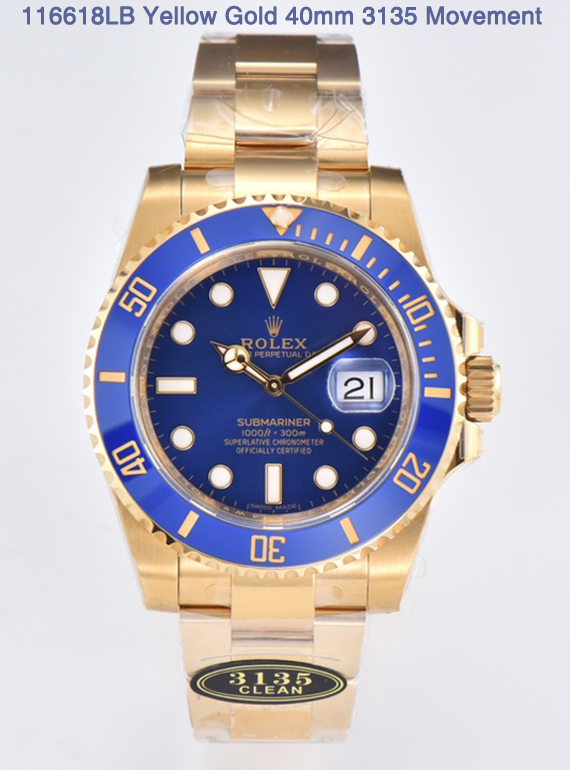 Clean Factory Submariner 116618LB 40mm Blue Dial Ceramic Bezel Full Yellow Gold Case 01 Clean Factory Submariner 116618LB 40mm Blue Dial Ceramic Bezel Full Yellow Gold Case 01
