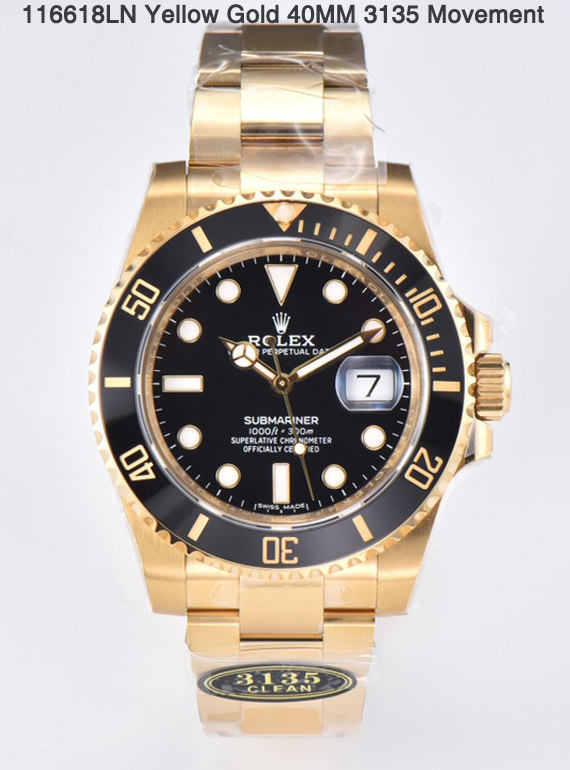 Clean Factory Submariner 116618LN 40mm Black Dial Ceramic Bezel Full Yellow Gold Case 00 Clean Factory Submariner 116618LN 40mm Black Dial Ceramic Bezel Full Yellow Gold Case 00