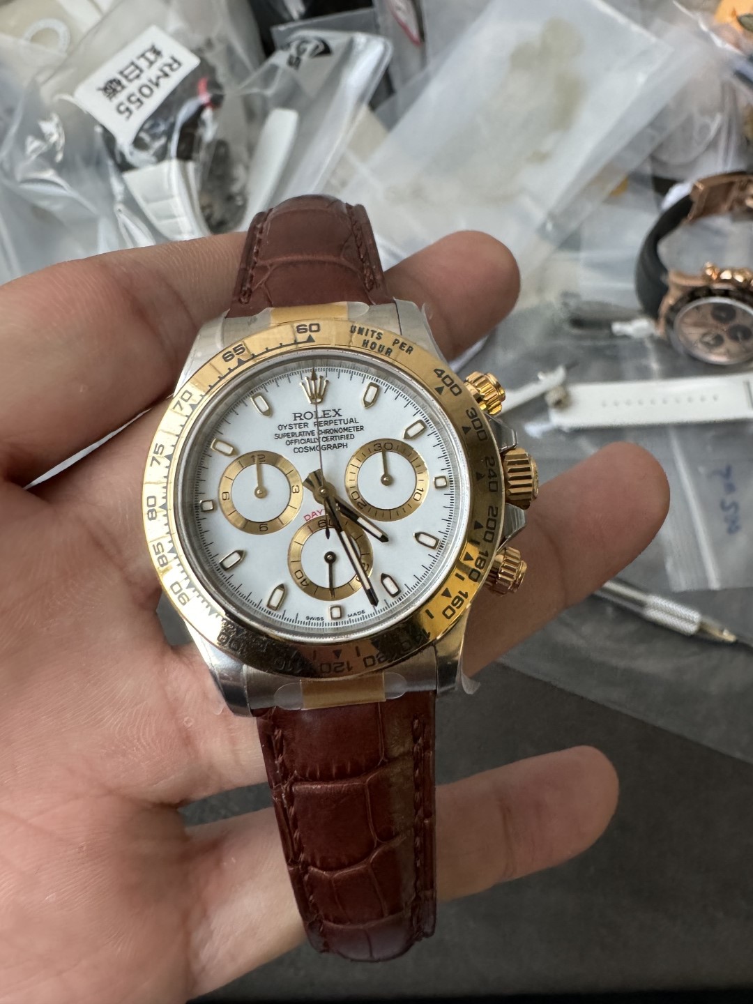 Clean Factory Watch Daytoan 116503 White Dial Yellow Gold Bezel 904L Steel Case Alligator Strap DD4130 Movement 06 Clean Factory Watch Daytoan 116503 White Dial Yellow Gold Bezel 904L Steel Case Alligator Strap DD4130 Movement 06