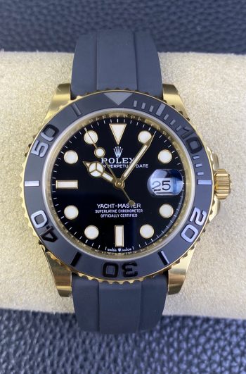Clean Factory Yacht Master 42mm 226658 Yellow Gold Case 3D Black Ceramic Bezel Oysterflex Strap SuerClone 3235 Movement 000