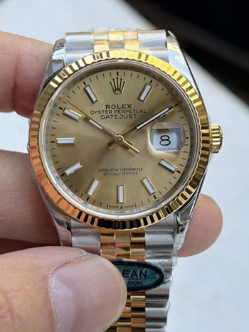 Clean Factory Datejust 41 M126333 0010 Yellow Gold Dial Yellow Gold Fluted Bezel Yellow Gold and Steel Jubilee Bracelet SH3235 Movement 000