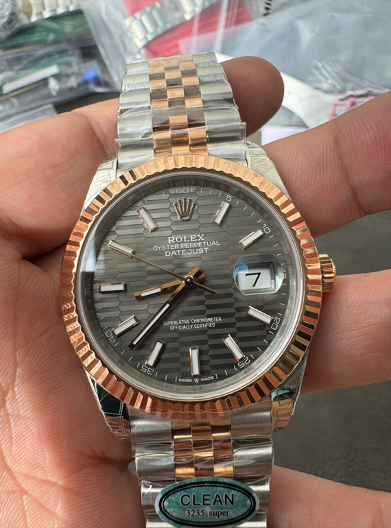 Clean Factory Watch Datejust 41 M126331 0020 Grey Fluted Motif Dial Rose Gold and Oyster Steel Bracelet SH3235 Movement 00 Clean Factory Watch Datejust 41 M126331 0020 Grey Fluted Motif Dial Rose Gold and Oyster Steel Bracelet SH3235 Movement 00