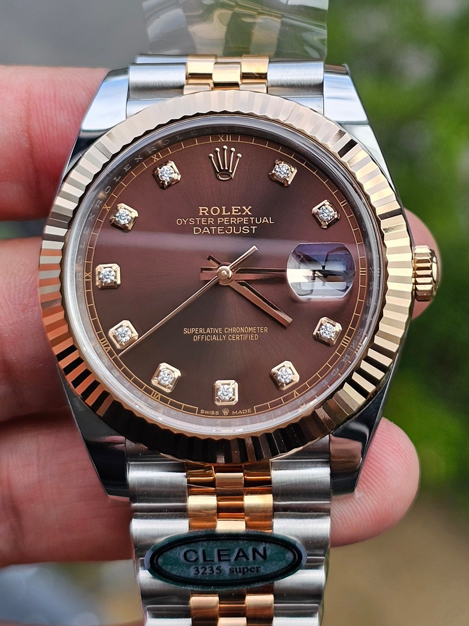 Clean Factory Datejust 41 M126331 0004 Chocolate Dial Diamonds Hour Markers Rose Gold and Steel Jubilee Band SH3235 Caliber 00000 Clean Factory Datejust 41 M126331 0004 Chocolate Dial Diamonds Hour Markers Rose Gold and Steel Jubilee Band SH3235 Caliber 00000