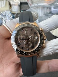 Clean Factory Rolex Daytona 116515LN Rose Gold Case Chocolate Dial with Black Number Markers Black Ceramic Bezel DD4130 Oysterflex Strap 02