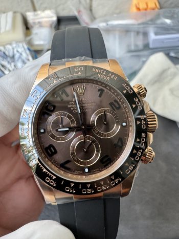 Clean Factory Rolex Daytona 116515LN Rose Gold Case Chocolate Dial with Black Number Markers Black Ceramic Bezel DD4130 Oysterflex Strap 09