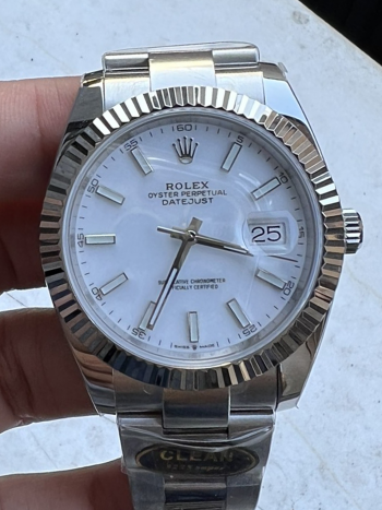Clean Factory Watch Rolex Datejust 41 126334 White Dial Luminous Hour Markers Oyster Bracelet SH3235 Movement 72 Hours Power Reserve 00