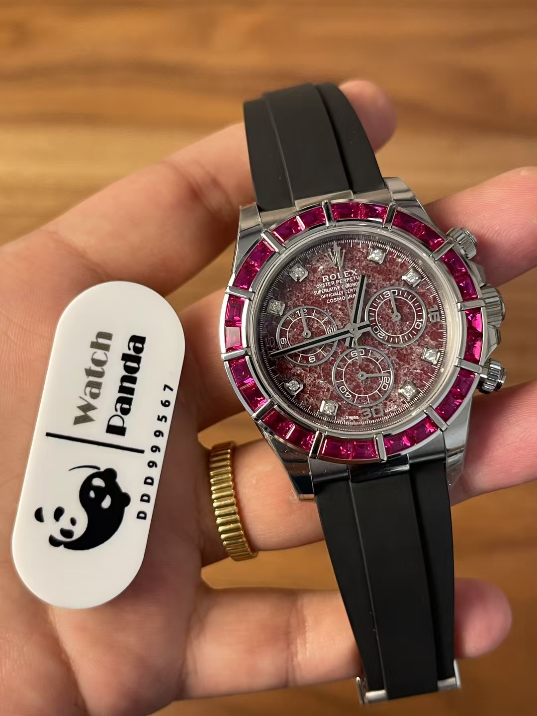 Premium Customized Daytona 116519 Red Garnet Dial and Bezel Diamonds Indexes Based on Clean Factory Daytona DD4130 Movement Oysterflex Strap 04 Premium Customized Daytona 116519 Red Garnet Dial and Bezel Diamonds Indexes Based on Clean Factory Daytona DD4130 Movement Oysterflex Strap 04