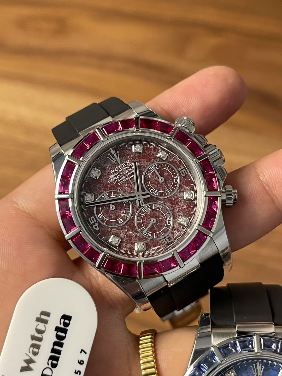 Premium Customized Daytona 116519 Red Garnet Dial and Bezel Diamonds Indexes Based on Clean Factory Daytona DD4130 Movement Oysterflex Strap 09 Premium Customized Daytona 116519 Red Garnet Dial and Bezel Diamonds Indexes Based on Clean Factory Daytona DD4130 Movement Oysterflex Strap 09