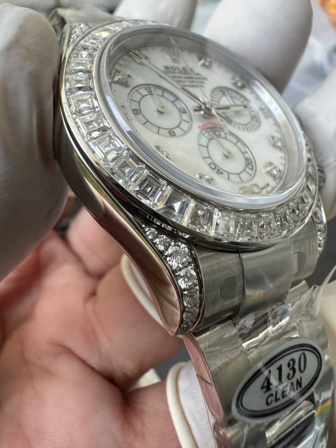 Premium Customized Daytona 116589 MOP Dial Diamonds Hour Markers Diamonds Case and Bezel Based on Clean Factory DD4130 Movement 08 Premium Customized Daytona 116589 MOP Dial Diamonds Hour Markers Diamonds Case and Bezel Based on Clean Factory DD4130 Movement 08