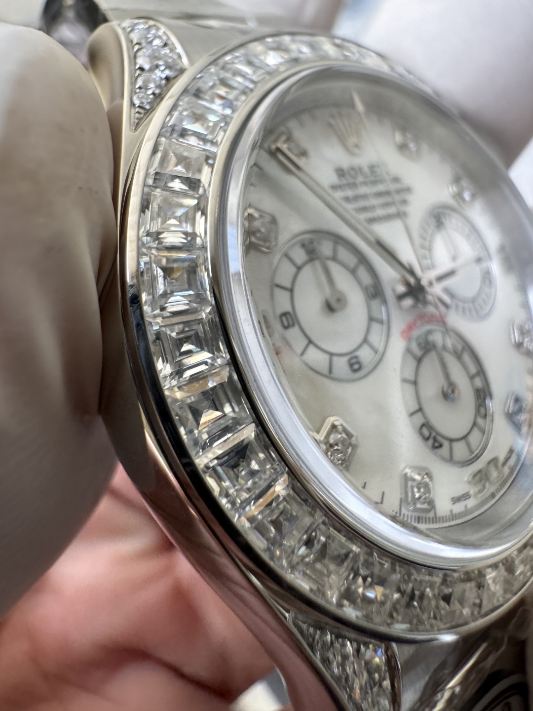 Premium Customized Daytona 116589 MOP Dial Diamonds Hour Markers Diamonds Case and Bezel Based on Clean Factory DD4130 Movement 10 Premium Customized Daytona 116589 MOP Dial Diamonds Hour Markers Diamonds Case and Bezel Based on Clean Factory DD4130 Movement 10
