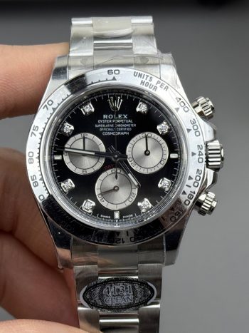 Clean Factory Watches Rolex Daytona 126509 Black Dial Diamonds Hour Markers Silver Chrono Sub Dial 904L Steel Case Oyster Bracelet SH4131 Movement 000