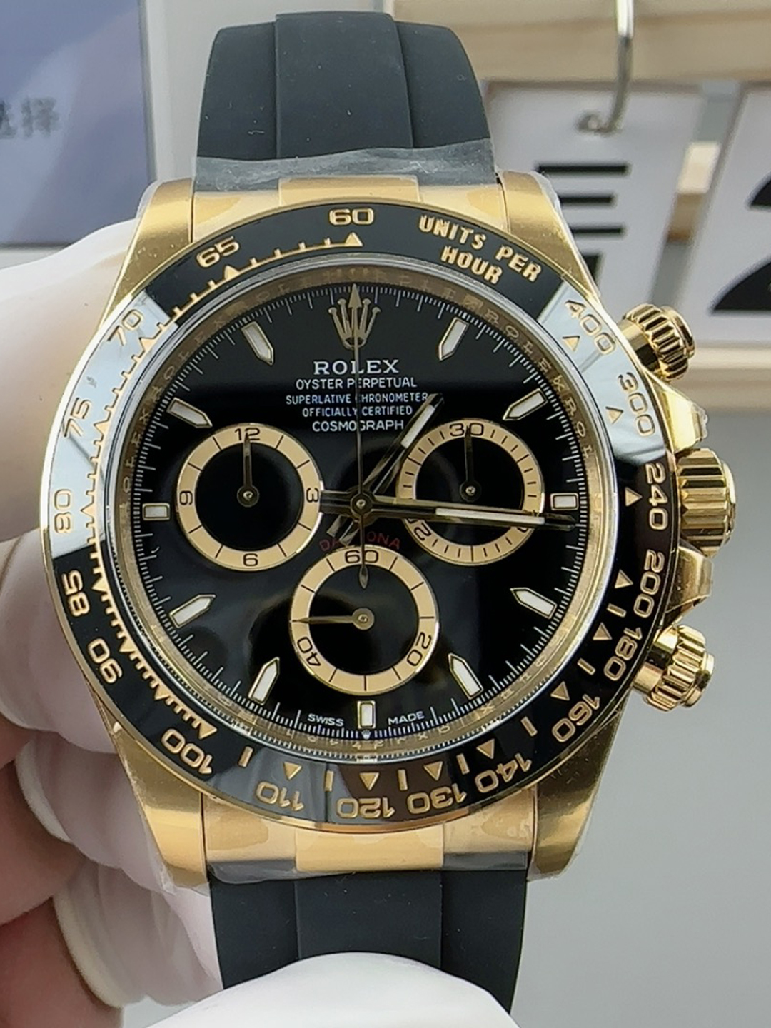 Clean Factory Watches Rolex Daytona 126518 Black Dial Luminos Hour Markers Yellow Gold Case Black Ceramic Bezel Oysterflex Strap 4131 Caliber 00 Clean Factory Watches Rolex Daytona 126518 Black Dial Luminos Hour Markers Yellow Gold Case Black Ceramic Bezel Oysterflex Strap 4131 Caliber 00