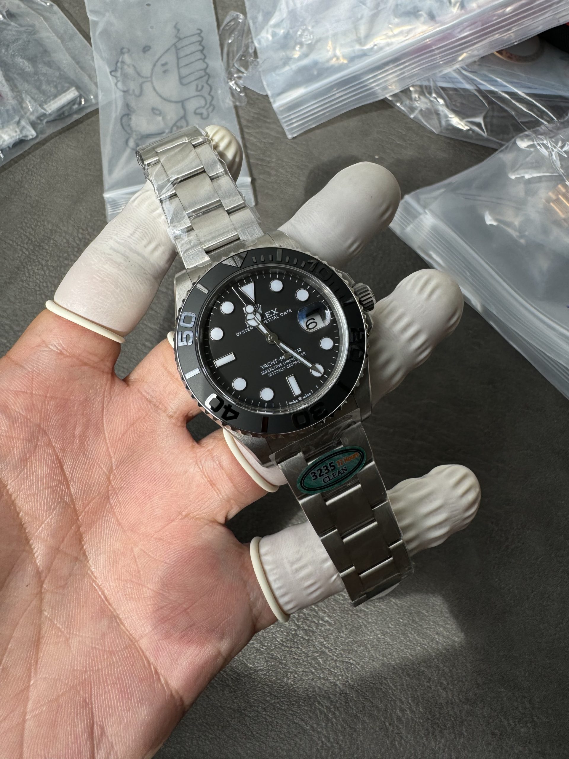 Clean Factory Watches Yacht Master 226627 Titanium Case and Bracelet Black Dial Black Ceramic Bezel Blue Luminous Hour Markers ShangHai 3235 Movement 01 Clean Factory Watches Yacht Master 226627 Titanium Case and Bracelet Black Dial Black Ceramic Bezel Blue Luminous Hour Markers ShangHai 3235 Movement 01