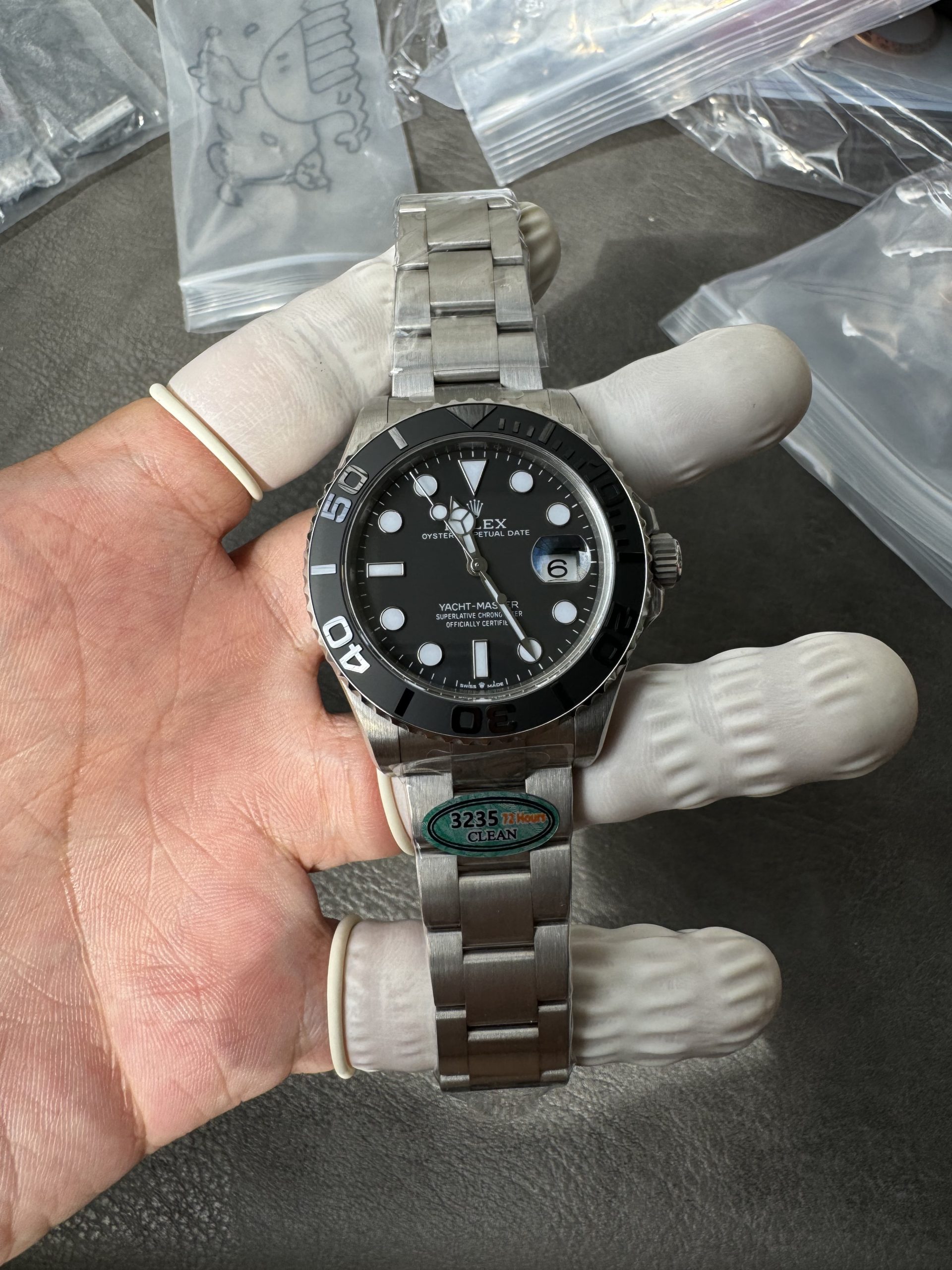 Clean Factory Watches Yacht Master 226627 Titanium Case and Bracelet Black Dial Black Ceramic Bezel Blue Luminous Hour Markers ShangHai 3235 Movement 03 Clean Factory Watches Yacht Master 226627 Titanium Case and Bracelet Black Dial Black Ceramic Bezel Blue Luminous Hour Markers ShangHai 3235 Movement 03